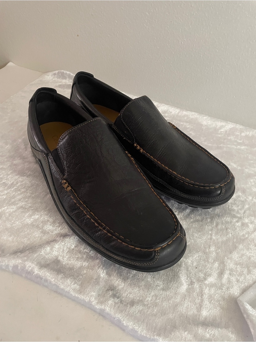Men's Cole Haan Black Leather Slip-On Casual Loafers Size 11 M Preppy Vacation